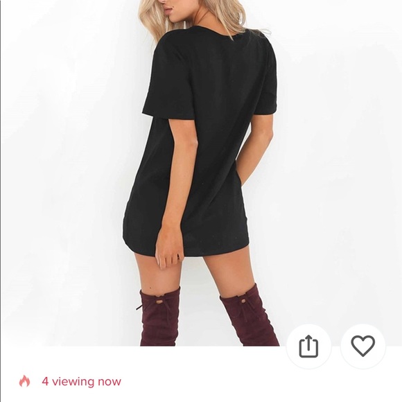 Summer Casual V-Neck T-Shirt Cotton Mini Dress - Picture 2 of 3